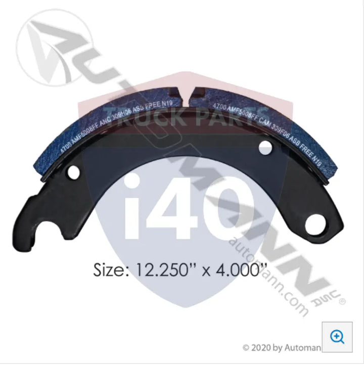 Automann 143.470080.50 Lined Brake Shoe 12.250in 4.000in - 20K Lb GAWR