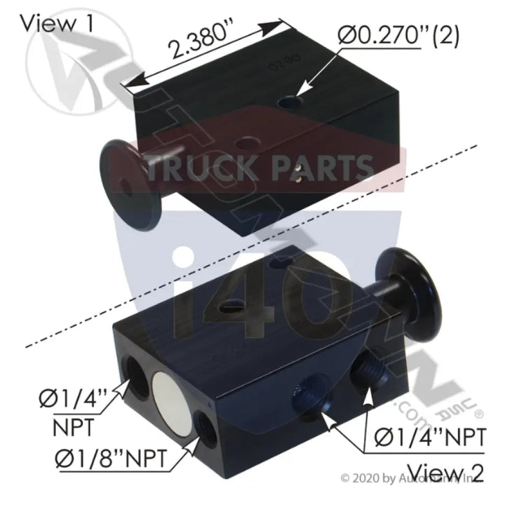 Hendrickson 171.H754OE Valve w/o Fittings - Manual/Mechanical Actuated