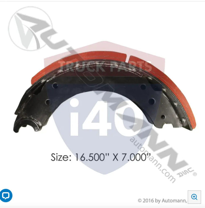 23DP1477BPW Lined Brake Shoe 16.500in 7.000in For Batco - 23K Lb GAWR