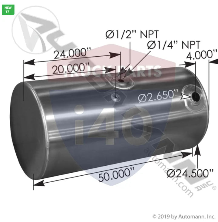 Automann 576.59100240DR Fuel Tank Round Kenworth - Fuel Tank Round Kenworth