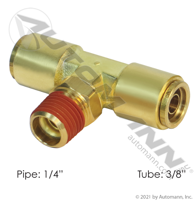 017972 Brass PLC Male Branch Tee 3/8 1/4in For Velvac