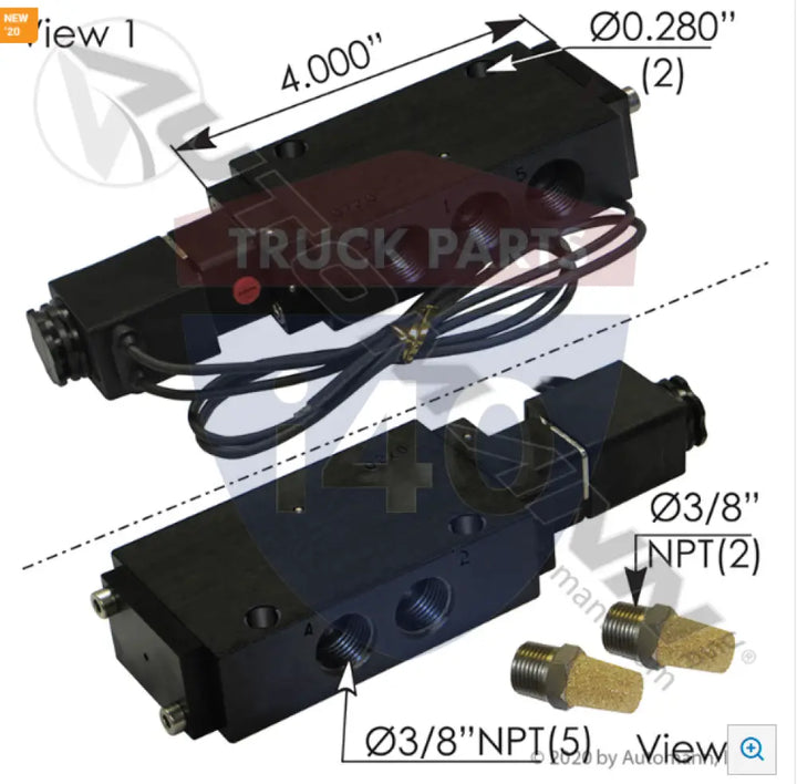 Automann 173.V34204 Solenoid Air Valve 4 Way - Pneumatic Spool Valves - Solenoid Actuated