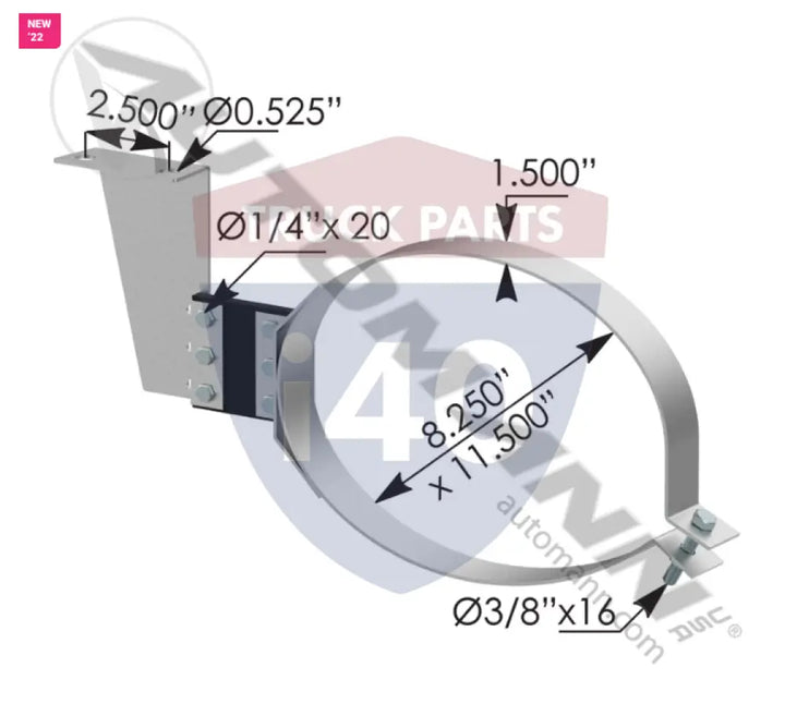 Automann 562.U5553549A Muffler Hanger 8.25in 11.5in IHC - Muffler Hanger 8.25in x 11.5in IHC