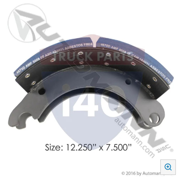Automann 143.467080.50 Lined Brake Shoe 12.250in 7.500in - 20K Lb GAWR