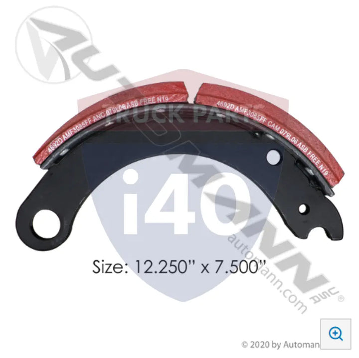 Automann 143.469282.30 Lined Brake Shoe 12.250in 7.500in - 23K Lb GAWR