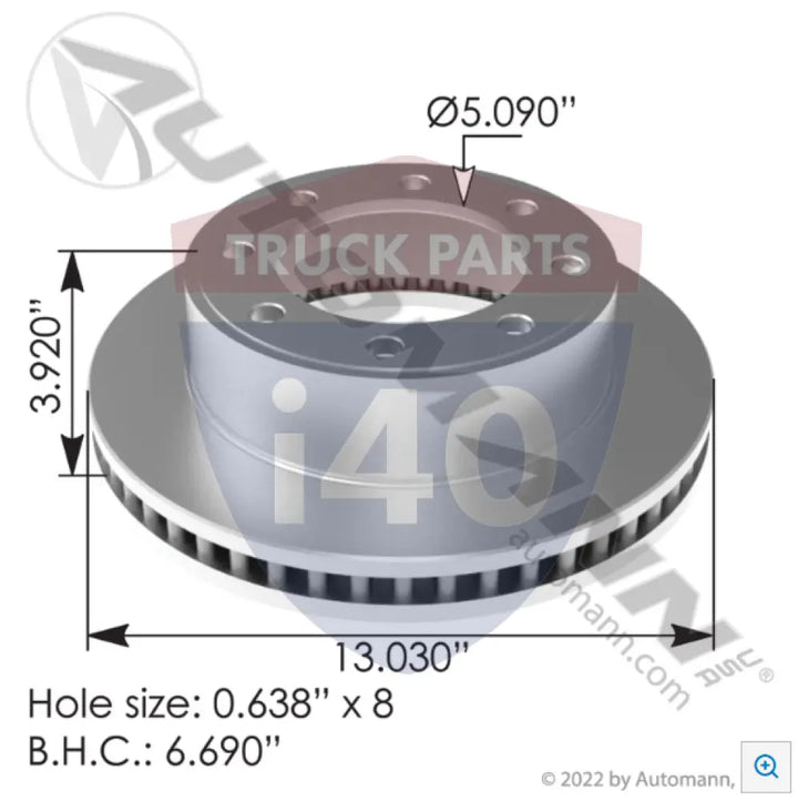 145274 Hydraulic Disc Rotor 13.030in For Bendix - Hat Shape
