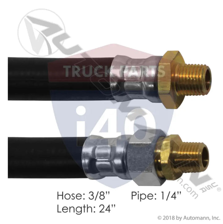 Automann 177.7124 Air Hose Assy 3/8IDx1/4NPTx24IN - 1/4’’ NPT Fixed x 1/4’’ NPT Swivel