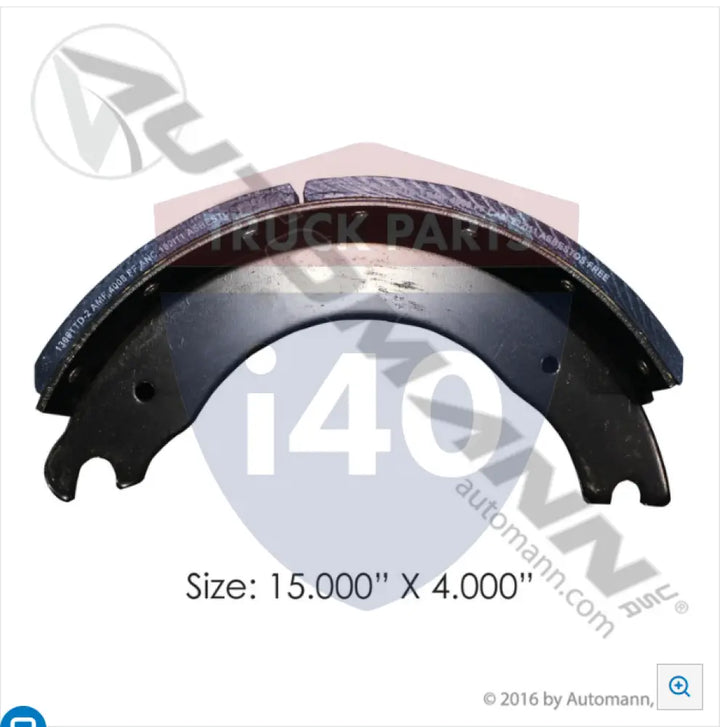 Automann 143.130882.50 Lined Brake Shoe 15.000in 4.000in - 20K Lb GAWR