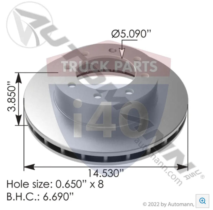 E12425 Hydraulic Disc Rotor 14.530in For Euclid - Hat Shape