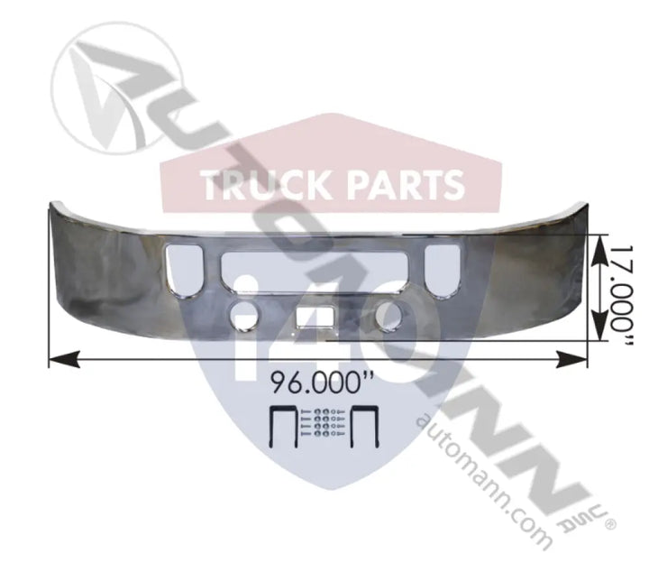 Automann 564.62112C Bumper Chrome Mack 17in Pinnacle CXU - Bumper Chrome Mack 17in Pinnacle CXU