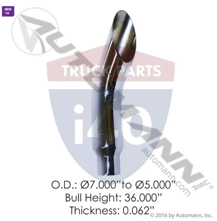 Automann 562.U57536BHC Chrome Stack 36in Bull 7in to 5in OD - Chrome Stack 36in Bull H 7in to 5in OD