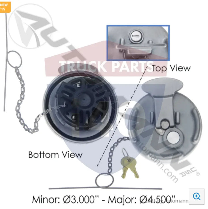 Automann 572.1015KA Fuel Cap Keyed Alike Locking Peterbilt - Fuel Cap Keyed Alike Locking Peterbilt