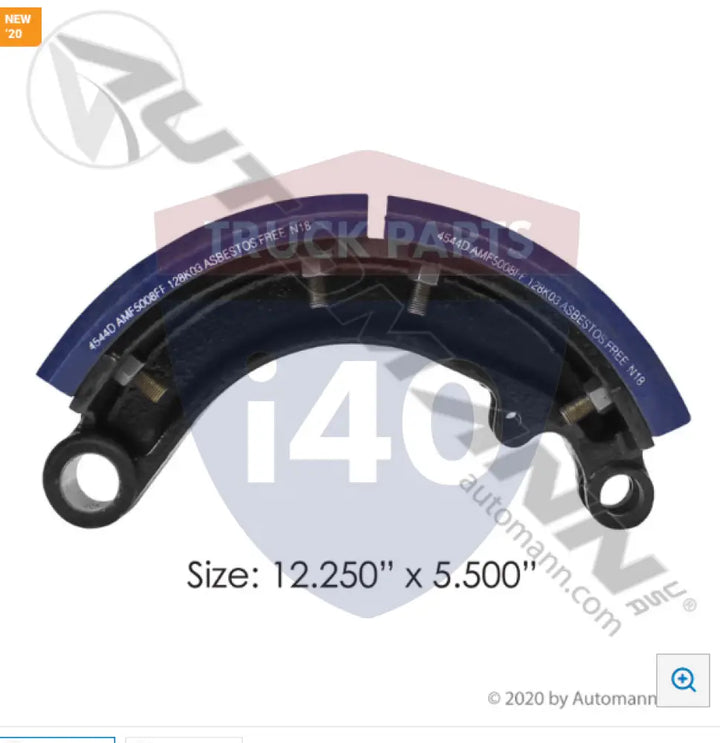 Automann 143.454480.50 Lined Brake Shoe 12.250in 5.500in - 20K Lb GAWR