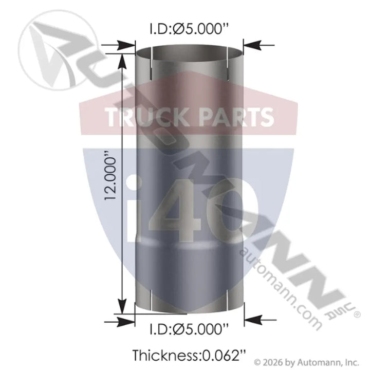 Automann 562.U74512A Exhaust Repair Section 5in ID 12in - Exhaust Repair Section 5in ID x 12in L