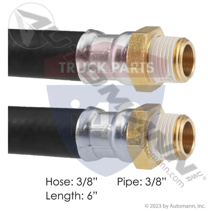 26226606V Air Hose 3/8in 3/8in NPT NS 6in Length For SAF - Dual 3/8’’ NPT Fixed Ends