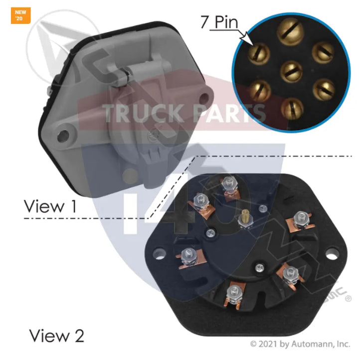 16760 Socket 7 Way Split Pin Large Flange For Phillips - 7-Way Sockets with Rear Studs