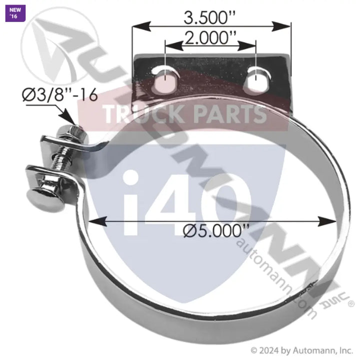MB5PBS Stack Mtg Bracket 5in Chrome Peterbilt For Grand Rock - Stack Mtg Bracket 5in Chrome Peterbilt