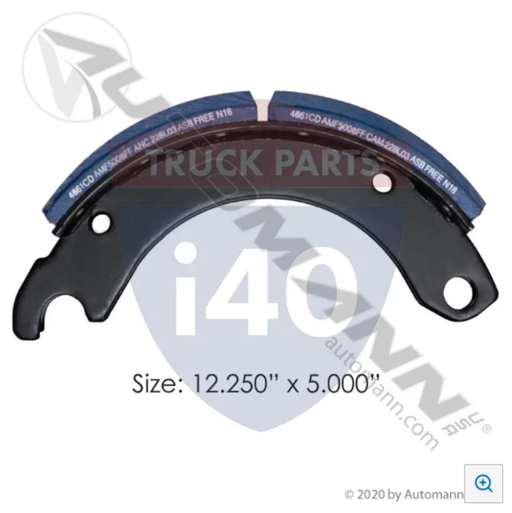 Automann 143.466180.50 Lined Brake Shoe 12.250in 5.000in - 20K Lb GAWR