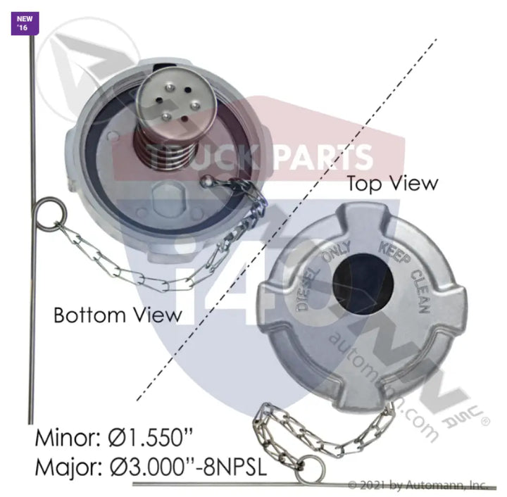 2040856C91 Fuel Cap 3in-8 NPSL Vented For IHC - Fuel Cap 3in-8 NPSL Vented