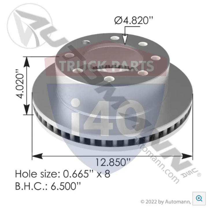 R44145357 Hydraulic Disc Rotor 12.850in For Meritor - Hat Shape