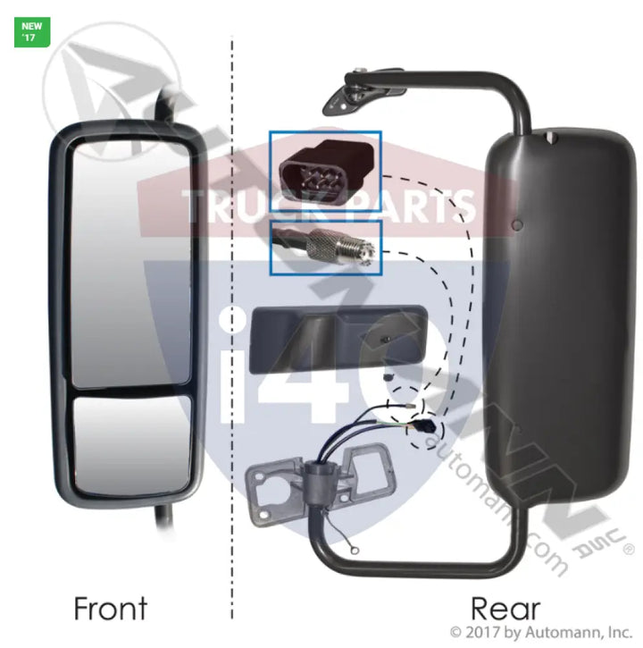 Automann 563.46071 Mirror Assy LH HT MTR Black Freightliner - Mirror Assy LH HT MTR Black Freightliner