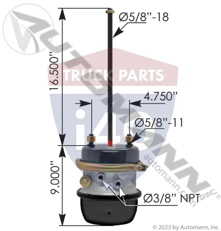 Automann 179.SB3030SXX Spring Brake Chamber for VANTRAAX Sealed - Threaded Rod