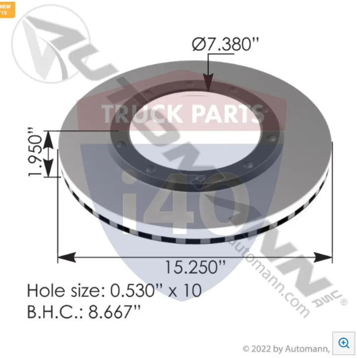 E14738 Hydraulic Disc Rotor 15.250in For Euclid - Hat Shape