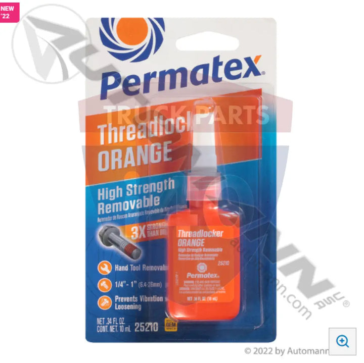 Permatex 25210 High Strngth Removable OrangeThredlocker - Adhesives