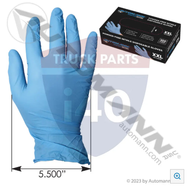 Automann 571.G1002XXL Nitrile Gloves 100ct Blue 2mil XXLarge - Safety