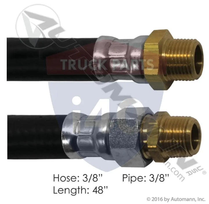 Automann 177.7248 Air Hose Assy 3/8in3/8in Pipe-48in - 3/8’’ NPT Fixed x 3/8’’ NPT Swivel