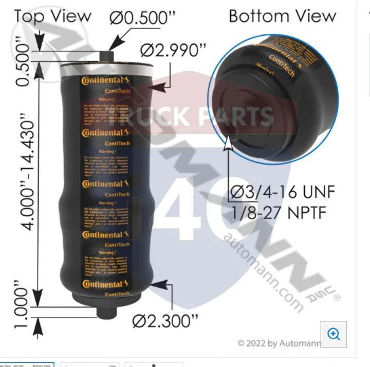 69929 Continental Air Spring Cabin For Contitech - Continental Air Spring Cabin