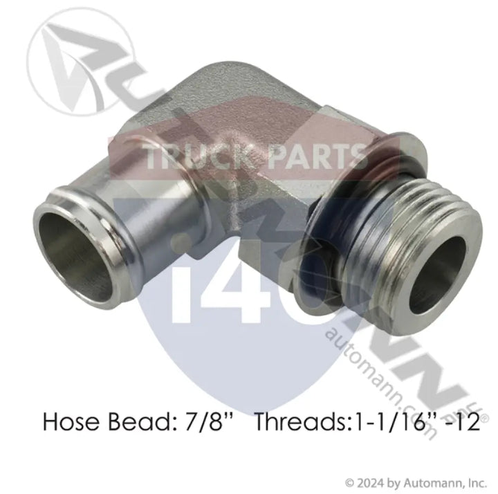 63AX3779 Bead Fitting 7/8in Hose 12 O-Ring Boss For Mack - Male 90° Elbows