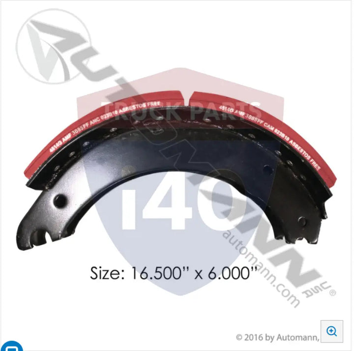 Automann 143.451483.30 Lined Brake Shoe 16.500in 6.000in - 23K Lb GAWR
