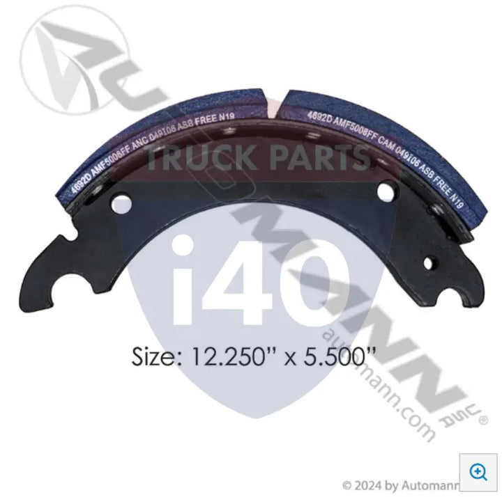Automann 143.453680.50 Lined Brake Shoe 12.250in 5.500in - 20K Lb GAWR