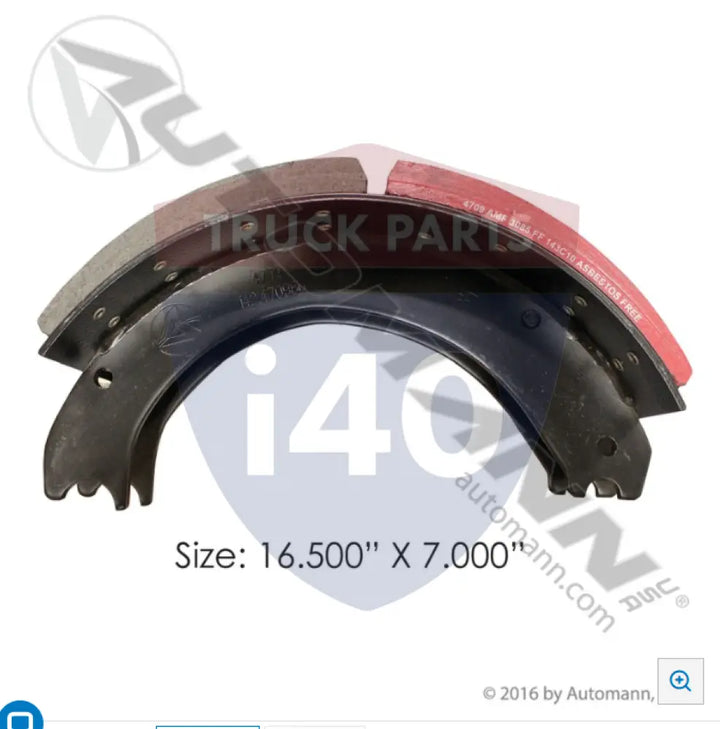 Automann 143.470980.30 Lined Brake Shoe 16.500in 7.000in - 23K Lb GAWR