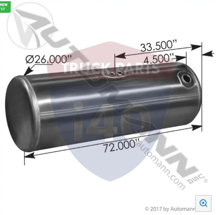 Automann 576.75150260DR Fuel Tank Round Peterbilt - Fuel Tank Round Peterbilt