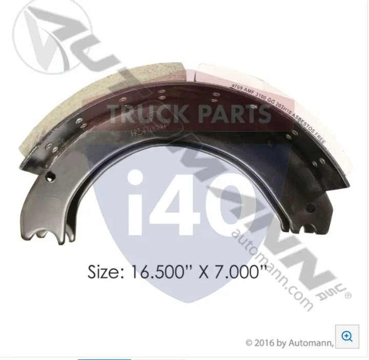 Automann 143.470980.31 Lined Brake Shoe 16.500in 7.000in - 25K Lb GAWR