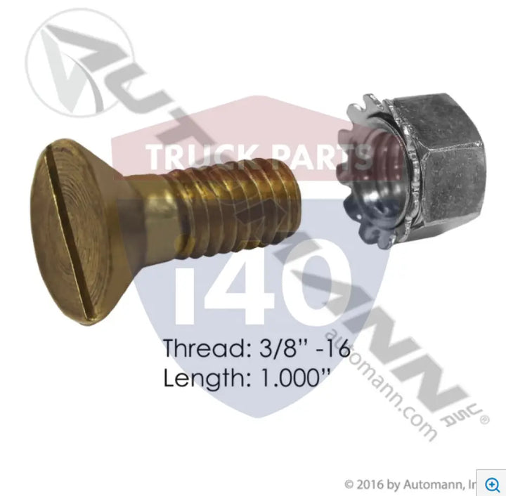 Automann 145.C038100BN Brass Brake Lining Bolt 3/8in 1in - Bolts