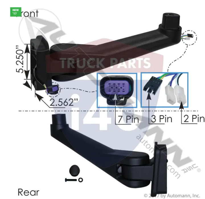 Automann 563.22125 Mirror Arm Black RH GM - Mirror Arm Black RH GM