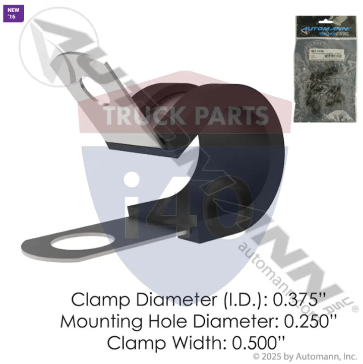 Automann 561.3106 Tube Clamp Rubber Lined 3/8in - 10 Pack - Rubber Lined