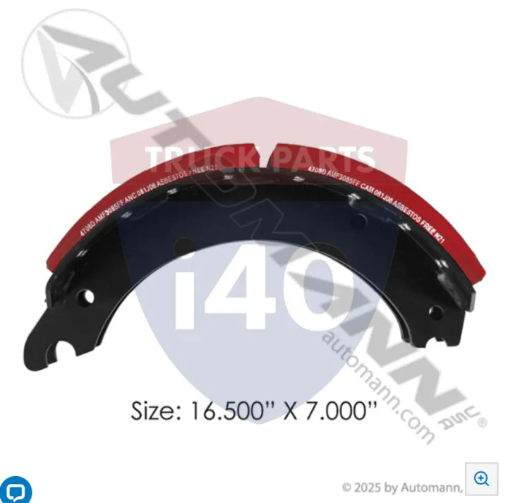 Automann 143.470884.30 Lined Brake Shoe 16.500in 7.000in - 23K Lb GAWR