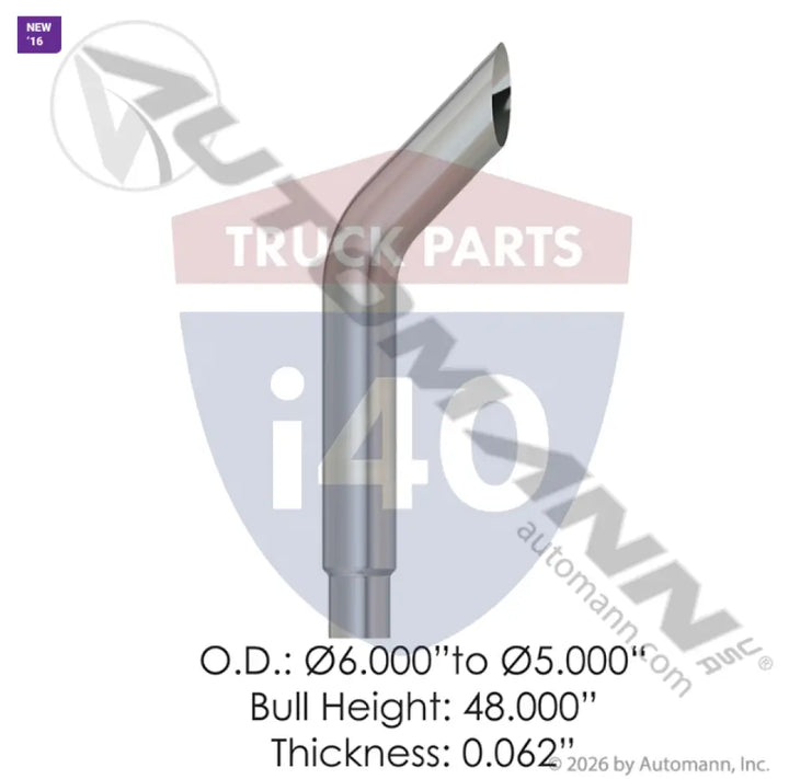 Automann 562.U56548BHC Chrome Stack 48in Bull 6in to 5in OD - Chrome Stack 48in Bull H 6in to 5in OD