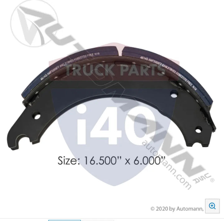 Automann 143.451483.50 Lined Brake Shoe 16.500in 6.000in - 20K Lb GAWR