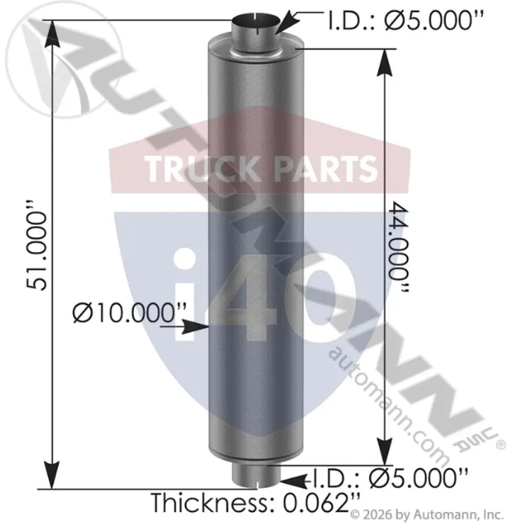 M130 Stack Muffler-10in Body 5in Premium For Grand Rock - Stack Muffler-10in Body 5in Premium