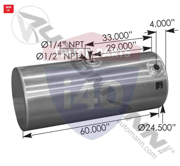 Automann 576.59120245PF08 Fuel Tank Round Kenworth - Fuel Tank Round Kenworth