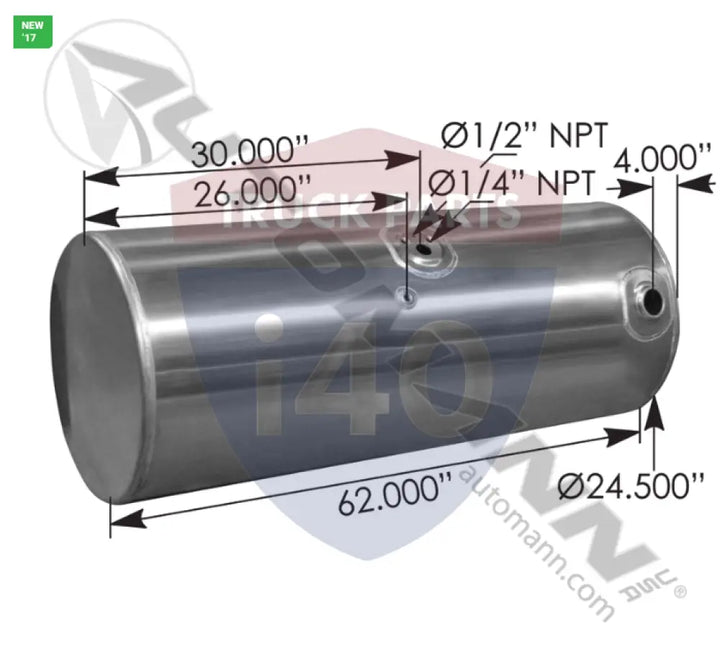 Automann 576.59120240DR Fuel Tank Round Kenworth - Fuel Tank Round Kenworth