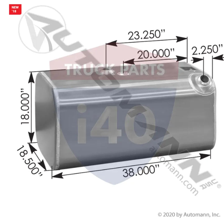 Automann 576.46055180DRX Fuel Tank Rectangular Freightliner - Fuel Tank Rectangular Freightliner