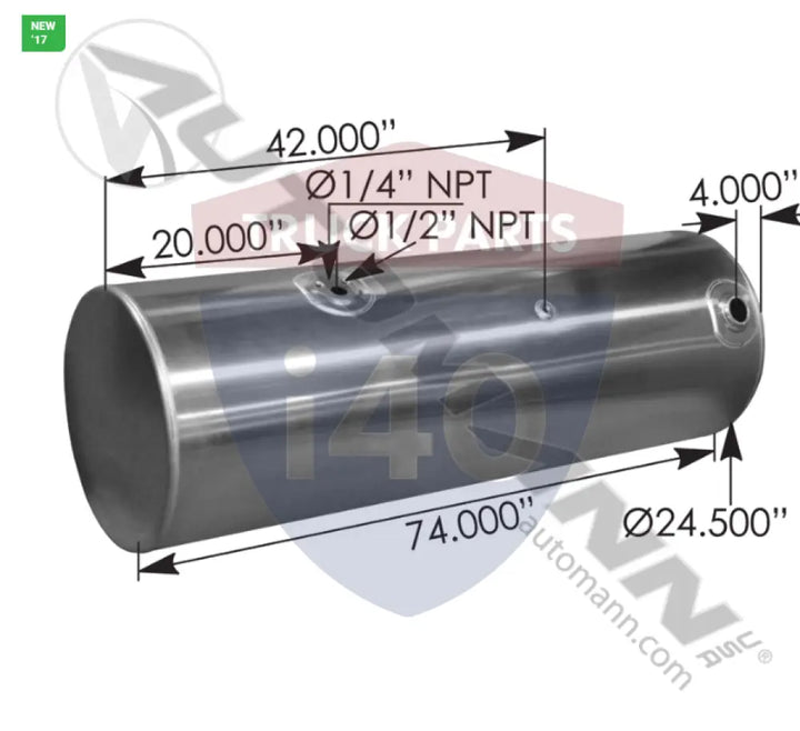 Automann 576.59150240DRFM Fuel Tank Round Kenworth - Fuel Tank Round Kenworth