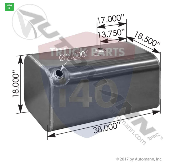 Automann 576.46055180PRX Fuel Tank Rectangular Freightliner - Fuel Tank Rectangular Freightliner