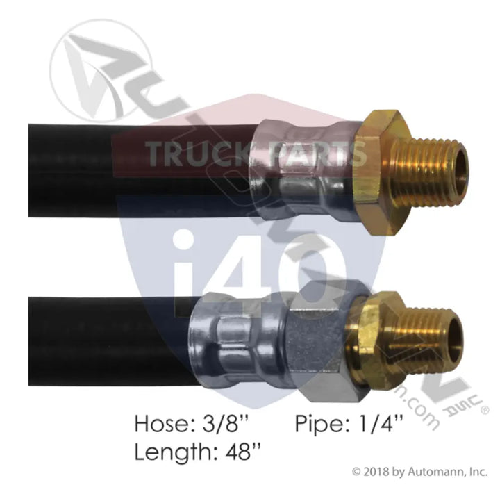 Automann 177.7148 Air Hose Assy 3/8IDx1/4NPTx48IN - 1/4’’ NPT Fixed x 1/4’’ NPT Swivel